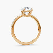 Oval Cut - Pave Band - Classic Engagement Ring- 14 K Gold